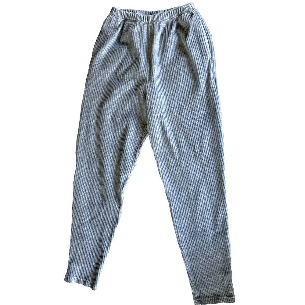 Jones New York Sport‎ Pants Womens Medium Gray Ribbed Velour Lounge Stretch Cozy